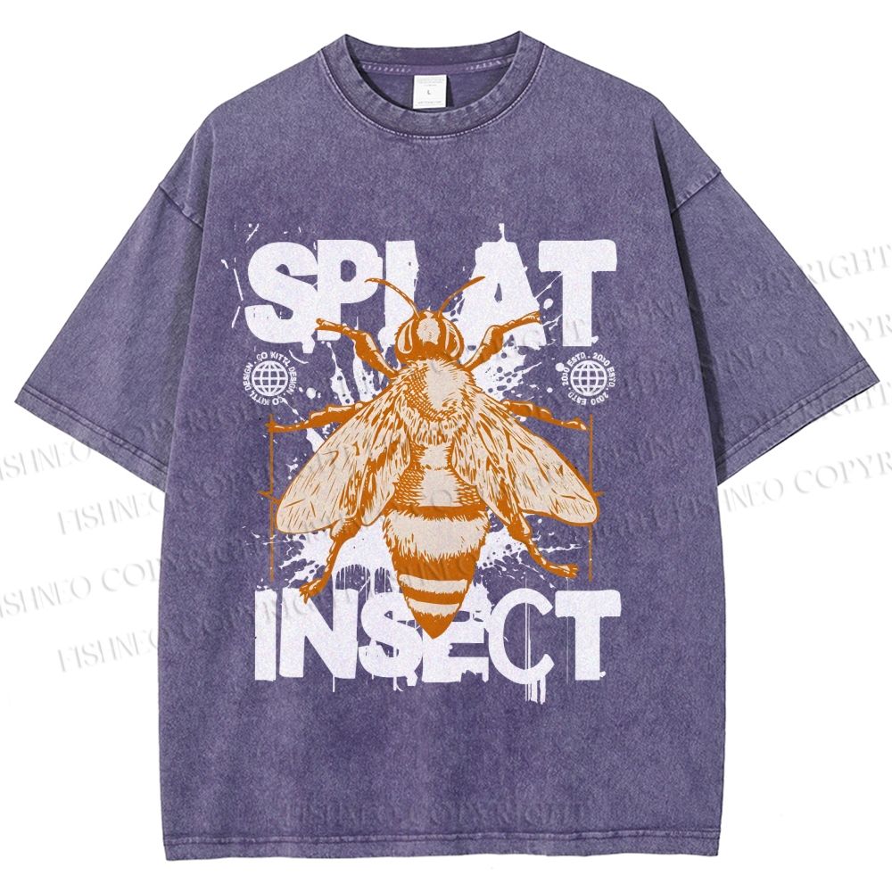 Unisex Splat Insect Bee Graphic Printed Washed Tee