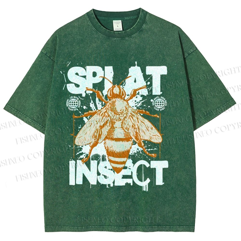 Unisex Splat Insect Bee Graphic Printed Washed Tee
