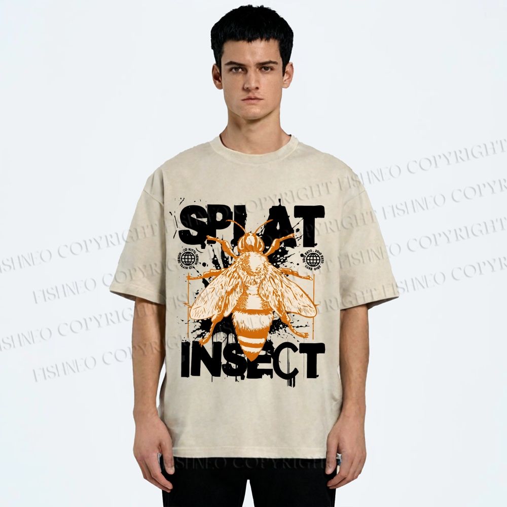 Unisex Splat Insect Bee Graphic Printed Washed Tee
