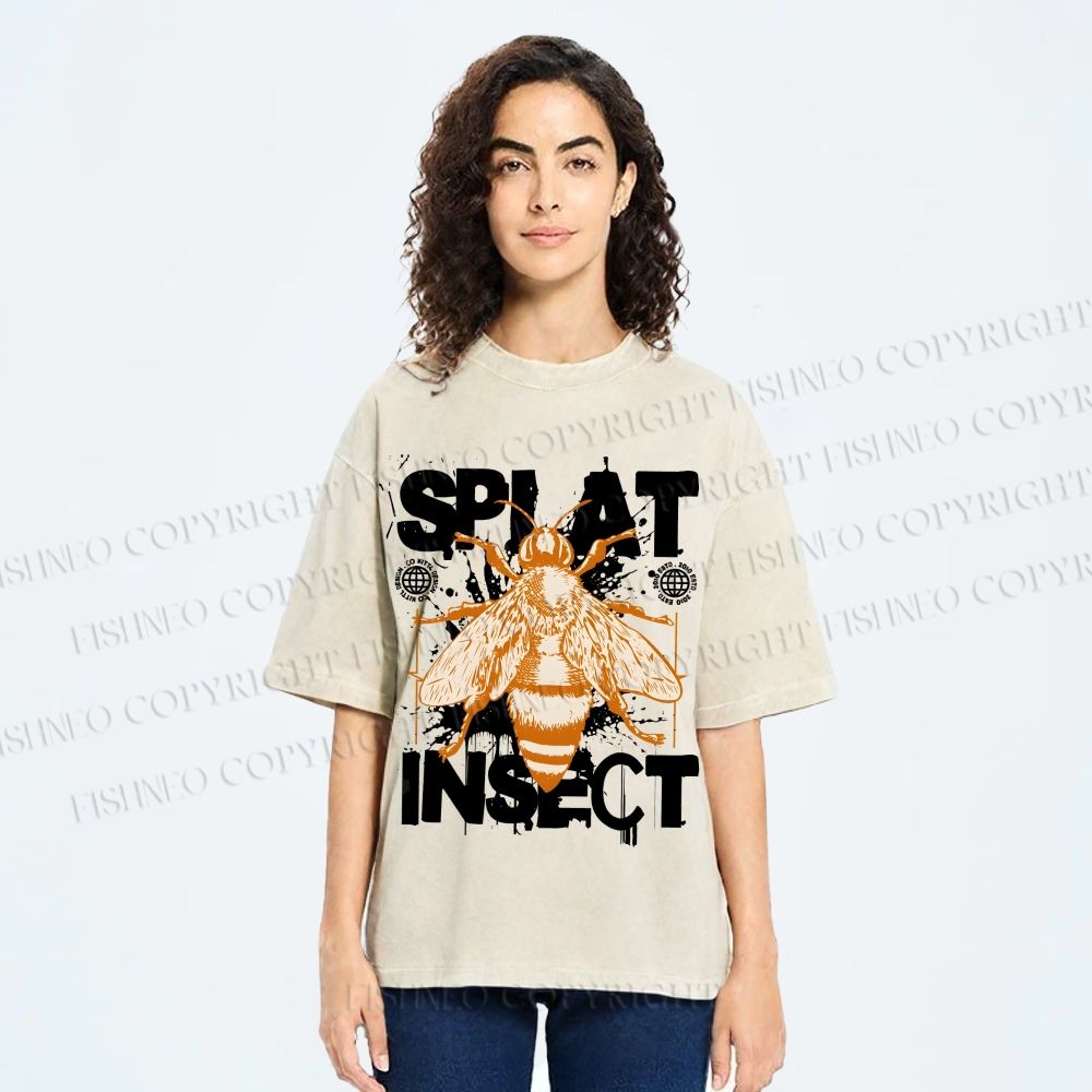 Unisex Splat Insect Bee Graphic Printed Washed Tee
