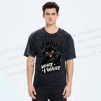 Unisex I Do What I Want Cat Printed Washed Tee