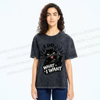 Unisex I Do What I Want Cat Printed Washed Tee