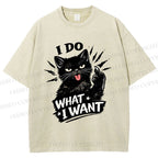 Unisex I Do What I Want Cat Printed Washed Tee