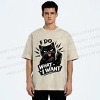 Unisex I Do What I Want Cat Printed Washed Tee