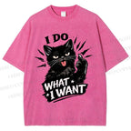 Unisex I Do What I Want Cat Printed Washed Tee