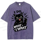 Unisex I Do What I Want Cat Printed Washed Tee