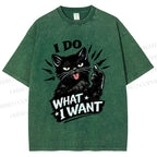 Unisex I Do What I Want Cat Printed Washed Tee