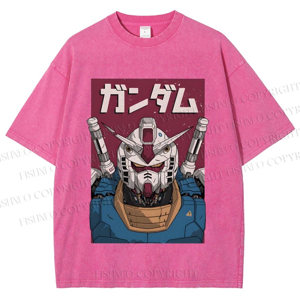 Unisex Mobile Suit Gundam Printed Washed Tee