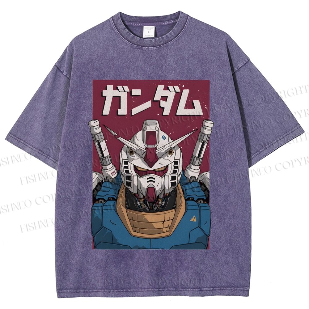 Unisex Mobile Suit Gundam Printed Washed Tee