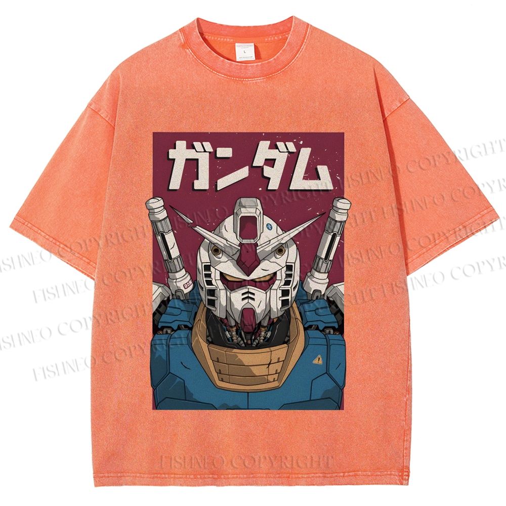 Unisex Mobile Suit Gundam Printed Washed Tee