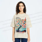 Unisex Yayoi Kusama Cherry Blossom Tree Printed Washed Tee