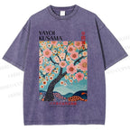 Unisex Yayoi Kusama Cherry Blossom Tree Printed Washed Tee