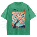 Unisex Yayoi Kusama Cherry Blossom Tree Printed Washed Tee