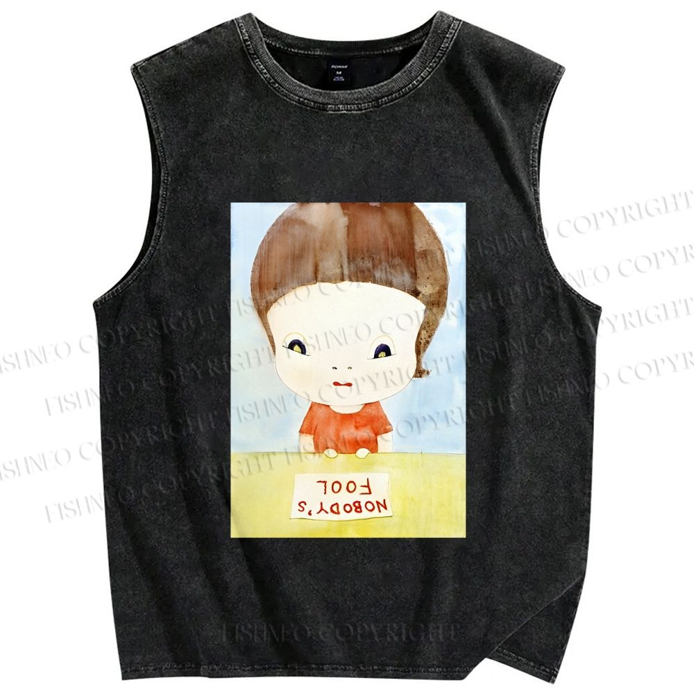Unisex Yoshitomo Nara Nobody's Fool Printed Washed Tank Top