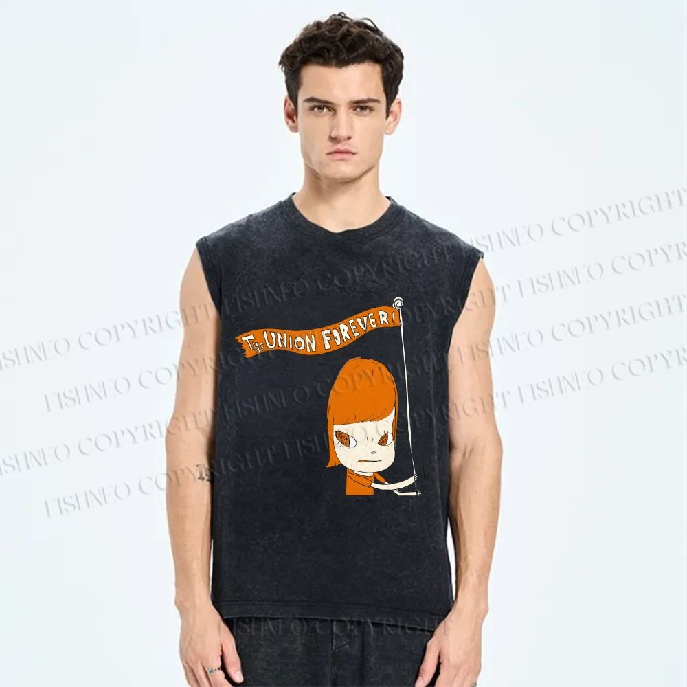 Unisex Yoshitomo Nara The Union Forever Printed Washed Tank Top