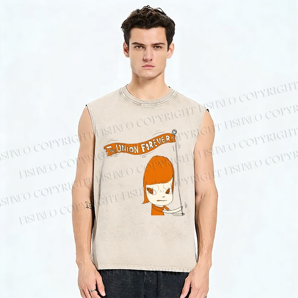 Unisex Yoshitomo Nara The Union Forever Printed Washed Tank Top