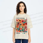 Unisex Yayoi Kusama Flower Printed Washed Tee
