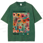 Unisex Yayoi Kusama Flower Printed Washed Tee