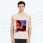 Unisex Inhuman Graffiti Printed Washed Tank Top
