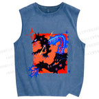 Unisex Inhuman Graffiti Printed Washed Tank Top