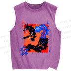 Unisex Inhuman Graffiti Printed Washed Tank Top