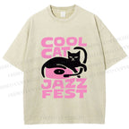Unisex Cool Cat Jazz Fest Printed Washed Tee