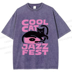 Unisex Cool Cat Jazz Fest Printed Washed Tee