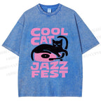 Unisex Cool Cat Jazz Fest Printed Washed Tee