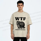 Unisex Where is the Food Cat Printed Washed Tee