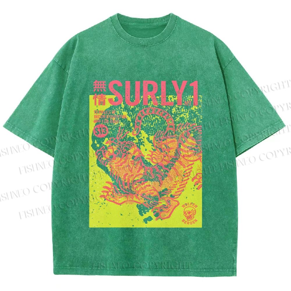 Unisex Surly Tiger Printed Washed Tee