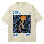 Unisex Yayoi Kusama Jellyfish Printed Washed Tee