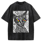 Unisex Catamine Ketamine Psychedelic Cat Pun Printed Washed Tee