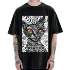 Unisex Catamine Ketamine Psychedelic Cat Pun Printed Washed Tee