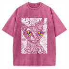 Unisex Catamine Ketamine Psychedelic Cat Pun Printed Washed Tee