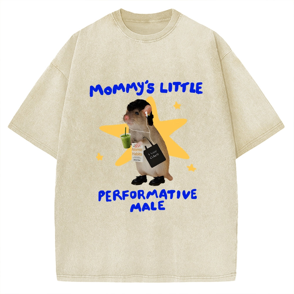 Unisex Mommy's Little Performative Male Printed Washed Tee