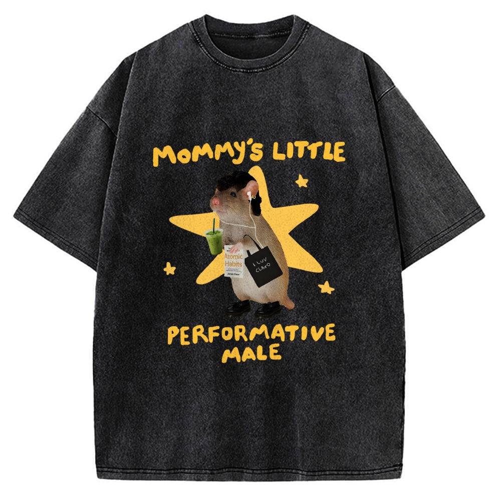 Unisex Mommy's Little Performative Male Printed Washed Tee