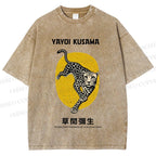 Unisex Yayoi Kusama Leopard Printed Washed Tee