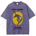 Unisex Yayoi Kusama Leopard Printed Washed Tee