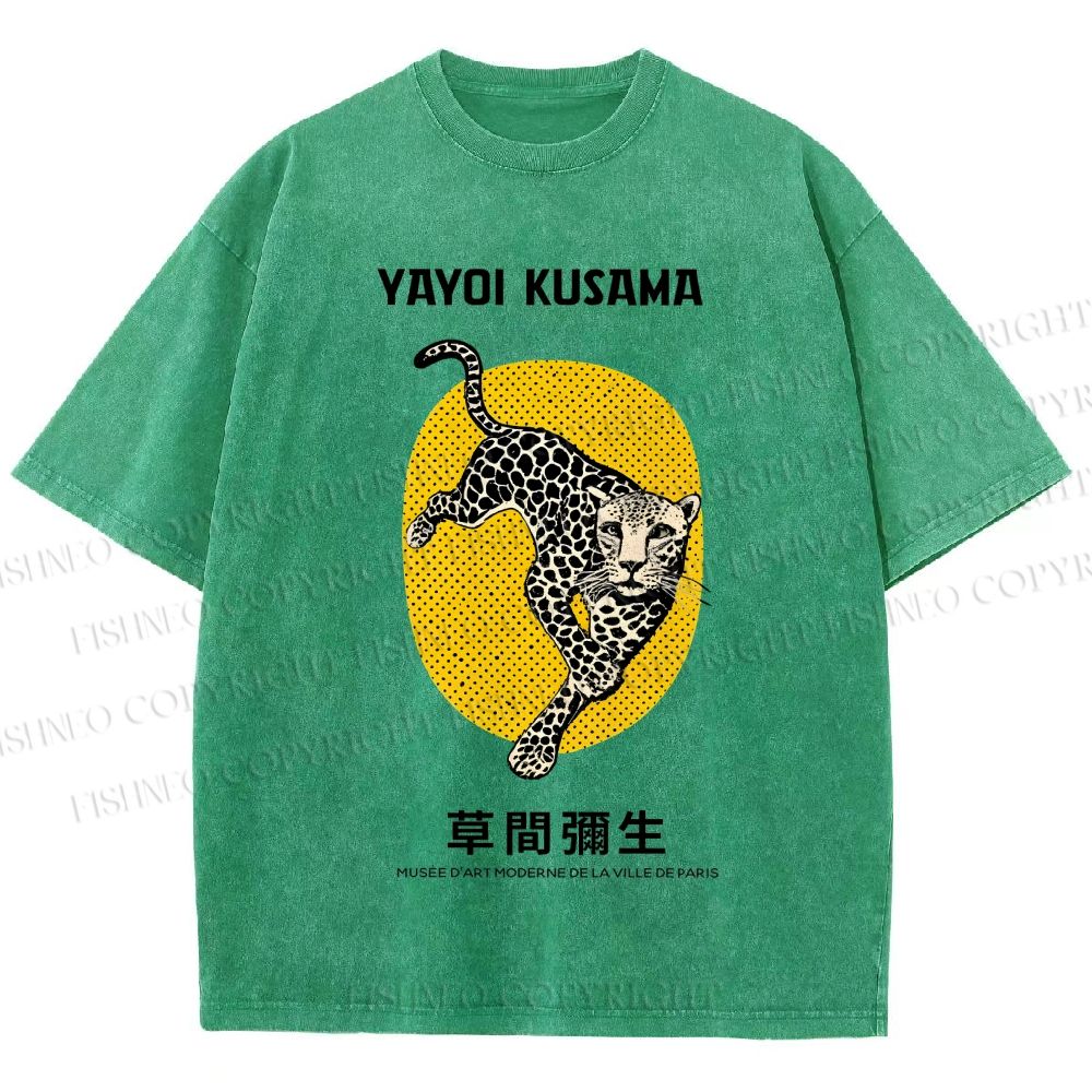 Unisex Yayoi Kusama Leopard Printed Washed Tee