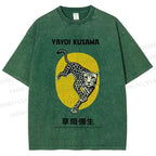 Unisex Yayoi Kusama Leopard Printed Washed Tee
