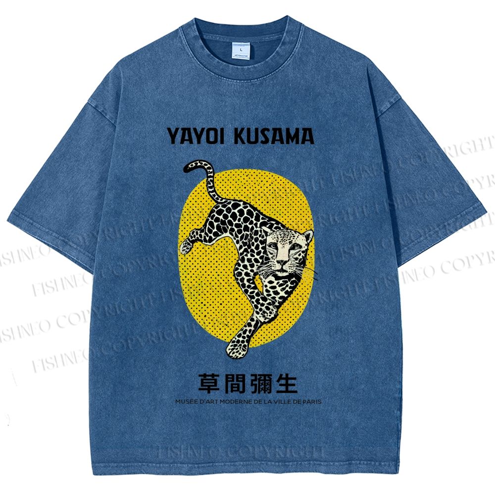 Unisex Yayoi Kusama Leopard Printed Washed Tee