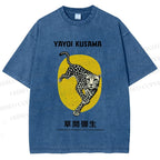 Unisex Yayoi Kusama Leopard Printed Washed Tee