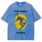 Unisex Yayoi Kusama Leopard Printed Washed Tee