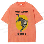 Unisex Yayoi Kusama Leopard Printed Washed Tee