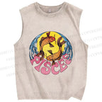 Unisex Koi Fish Pisces Printed Washed Tank Top