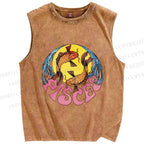 Unisex Koi Fish Pisces Printed Washed Tank Top