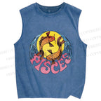 Unisex Koi Fish Pisces Printed Washed Tank Top