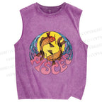 Unisex Koi Fish Pisces Printed Washed Tank Top