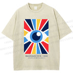 Unisex Bauhaus Geometric Eye Printed Washed Tee