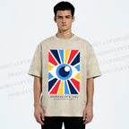 Unisex Bauhaus Geometric Eye Printed Washed Tee